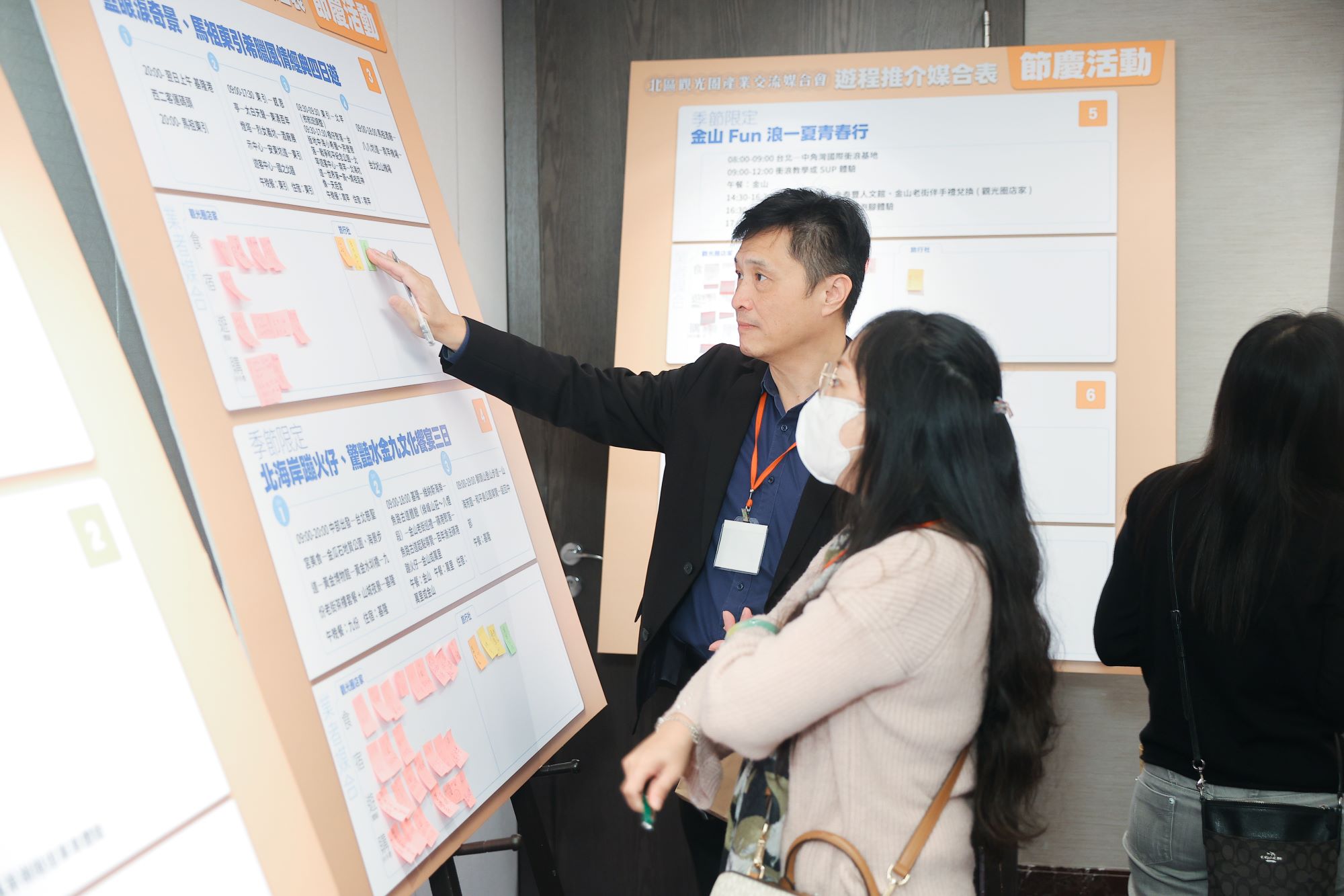 旅行社業者在遊程媒合板上選擇有興趣的觀光圈店家